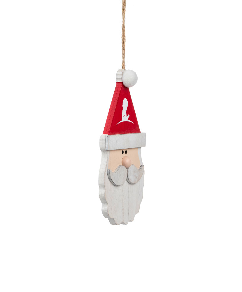 Wooden "Holly" Santa Shaped Ornament
